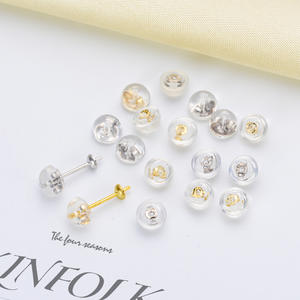 Clous d'oreilles en argent S925 WENCHI, accessoires DIY pour perles avec embouts en silicone sertis de diamants, modèle 11066, fabriqué en Chine - Product Image 1