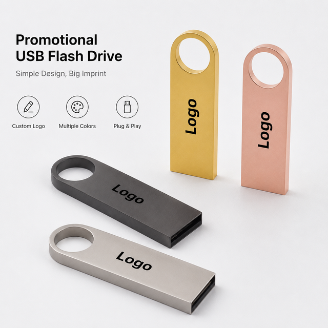 Custom Logo Promotional USB Flash Drive Wholesale Metal Ring Memory Stick 4GB 8GB 16GB 32GB 64GB 128GB Business Gift