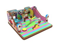 Château gonflable commercial de dernière génération en forme de panda de dessin animé avec jeu Meltdown pour enfants, équipement de divertissement à louer