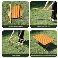 Aluminium-Vierkantrohr Roll-Up Klapptisch Tragbarer Camping-Picknick-Grilltisch für Draußen