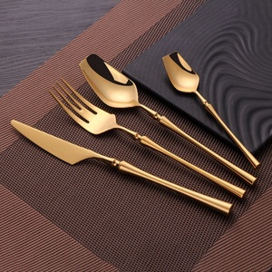 4psc Set Tableware Black Spoon Fork and Knife Rose Gold Cutlery Flatware Set Wedding Hotel Dinnerware Dining <b>Table</b> Set - Product Image 1