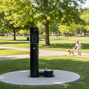 نافورة مياه شرب خارجية دافئة من الفولاذ المقاوم للصدأ، موزع مياه قائم على الأرض للمناطق العامة ونافورة شرب للكلاب - Product Image 1