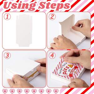 Boîtes à mini-pizzas rouges et blanches pour la Saint-Valentin, boîtes à pizzas blanches avec autocollants pour les cadeaux de fête de Noël, DIY - Product Image 4