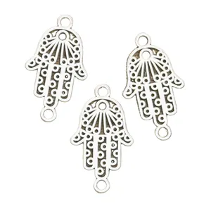 Encantos hamsa conector de proteção de mão 26x15mm Handmade Making fit, Pingentes De Cor Prata Tibetano Vintage, DIY Para Pulseira Neckla