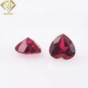 5A heart cut synthetic pure red lab created ruby synthetic corundum gemstone