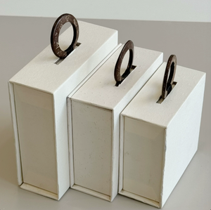 Ins style minimalist accessory storage packaging box with wooden <b>ring</b> hand-held made of paper universal flip-top jewelry box - Product Image 4