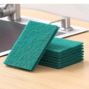 แผ่นฟองน้ำขัดคราบไขมันสำหรับใช้ในครัวเรือนแผ่นฟองน้ำขัดผิวสีเขียว - Product Image 3