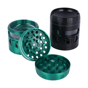 Lens Smoking Products 63mm Zinc Alloy Grinder with New Ashtray Lid Spout On The Body for Smoke Shop