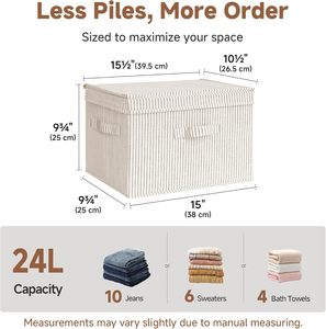 Fabric <b>Storage</b> <b>Bins</b> with Lids 20L Capacity Collapsible & Stackable Closet <b>Storage</b> - Product Image 2