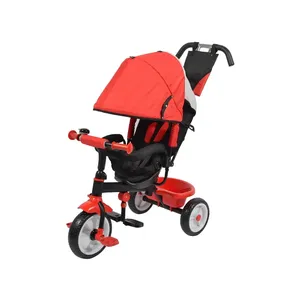 MAZZEO GIOCATTOLI Tricycle à pédales en plastique rouge pour enfants avec siège et auvent pour les tout-petits (2-4 ans) - Product Image 1