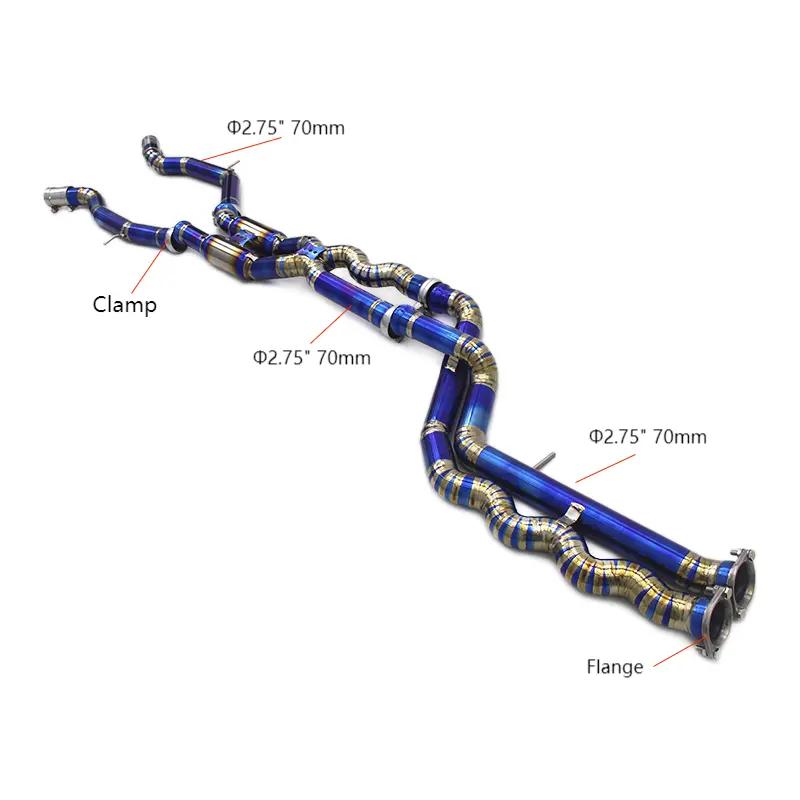 OEM ไทเทเนียมท่อไอเสียกลาง/กลางท่อสําหรับ BMW M3/M4 F80/F82 3.0T 2015-2019 รถ 70 มม.ท่อไอเสียร้อนขายระบบไอเสีย