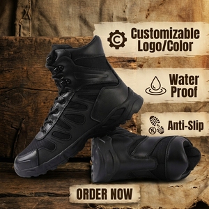 Bottes tactiques de sécurité légères en cuir noir pour hommes, randonnée en plein air et service de garde, OEM ODM personnalisé, ISO CE - Product Image 4