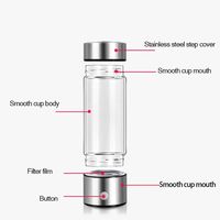 Bouteille ioniseur d'eau hydrogénée portable de 420 ml alimentée par batterie, eau hydrogénée riche en hydrogène pour les voyages en famille et l'utilisation en extérieur