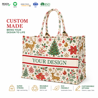 Sac fourre-tout en toile personnalisé grande capacité avec logo imprimé, motif floral, pour femme, idéal pour la publicité et les cadeaux