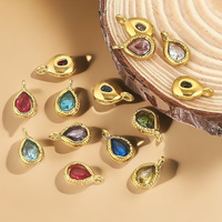 Accessoires de bijoux en acier inoxydable plaqué or pour le bricolage Pendentif en cristal de verre en acier inoxydable de couleur gemme pour collier d'enfants