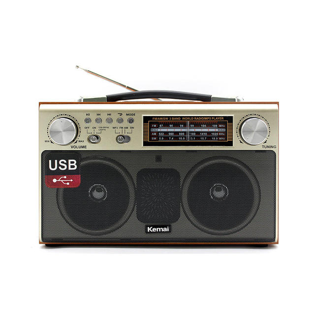 Retro Wooden 3-Band AM/FM/SW Portable Radio, USB/TF MP3 Player with Built-in Speaker for Home & Outdoor
