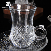 Ensemble de verres à thé transparents Offre Spéciale Ramadan avec soucoupe arabe Dubaï gravure populaire thé café tasse à boire 12 pièces ensemble de tasses à thé en verre