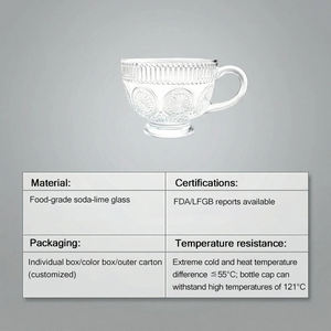 Taza de Café de Vidrio de 200 ml, Tazas de Café Nórdicas Vintage con Asa para Agua, Café, Té, Leche, Vasos de Vidrio para Bebidas - Product Image 6