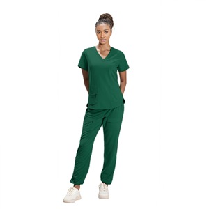 Unisex <b>Scrub</b> Set Moisture Wicking Knitted Split Uniform Hospital Workwear - Product Image 1