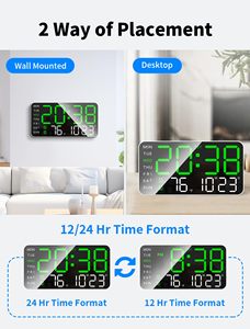 <b>Wall</b> <b>Clock</b> Voice Control Alarm <b>Clock</b> LED <b>Digital</b> <b>Clock</b> Temperature Date Week Display Brightness Adjustment Decoration - Product Image 6