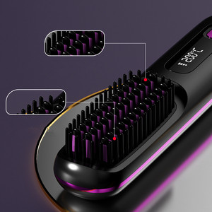 Produits pour la maison intelligente : Lisseur sans fil, peigne chauffant professionnel pour lisser les cheveux, fer à lisser ionique - Product Image 4