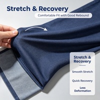Tissu denim extensible bleu indigo 320 GSM, tissage coton polyester cellulose régénérée élasthanne pour la fabrication de jeans en usine