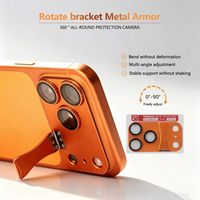 Protection d'objectif d'appareil photo en alliage d'aluminium et verre pour iPhone 17 18 Pro Max avec support rotatif intégré, blindage métallique et film AR dépoli