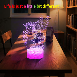 Lampe de table <span class=keywords><strong>licorne</strong></span> créative 3D LED avec télécommande tactile, changement de couleur, piles AAA pour lampe de chevet - Product Image 2