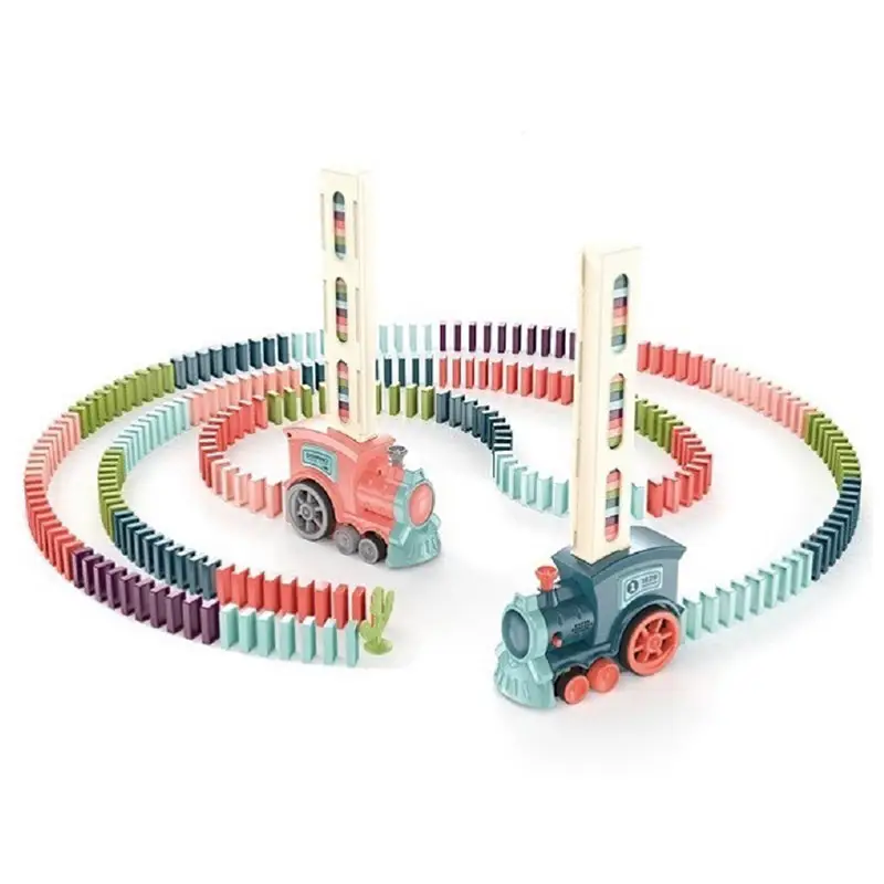 Hot Bán Giáo Dục Phát Triển Sớm Train Đồ Chơi Màu Domino Set Điện Tự Động Domino Train Đồ Chơi