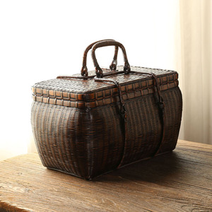 Bamboo Woven <b>Storage</b> Box Rectangle Handmade Rattan Food Container Craft <b>Basket</b> - Product Image 3