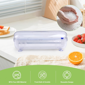 HuamaohengchunPlastic <b>Wrap</b> with Slide Cutter - Food Cling <b>Wrap</b> Reusable Cling Film Dispenser Fits 12" Rolls BPA-Free Cuts - Product Image 3