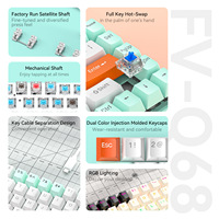 Clavier mécanique RGB rétroéclairé par LED, 68 touches, filaire USB, programmable, anti-ghosting, pour PC et ordinateur portable, câble de 1,5 m, CE/ROHS