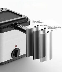 หม้อทอดไฟฟ้าขนาด 2.5 ลิตร สแตนเลสทรงสี่เหลี่ยม 4 ห่วง ป้องกันความร้อนลวก สำหรับใช้ในครัวเรือนและเชิงพาณิชย์ - Product Image 1