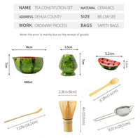 Ensemble de thé matcha en céramique avec logo personnalisé, motif pastèque, 4-8 pièces, avec bol à matcha, fouet en bambou, support, boîte cadeau, kit de cérémonie du matcha japonais