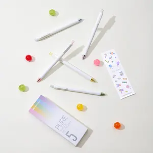KACO PURE Custom Gel Ink Pens CANDY 5 Pieces Retractable Cute With Sticker Soft Rubber Pen 0.5mm Fine Point Pen Sets Refillable