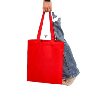 Sac fourre-tout en toile de coton rouge personnalisé avec impression de dessin animé mignon, écologique, réutilisable, sac à bandoulière pour femmes, pour l'école, usage quotidien - Product Image 2