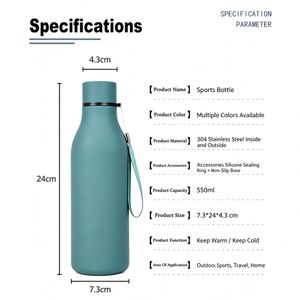 High Quality 550ml Tumbler Water <b>Bottle</b> Wholesale Thermal Double Wall Stainless Steel Sport Water <b>Bottle</b> with Custom logo - Product Image 3