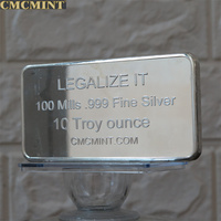 Barre de lingot d'argent plaqué argent 10 Oz 100 Mills B87