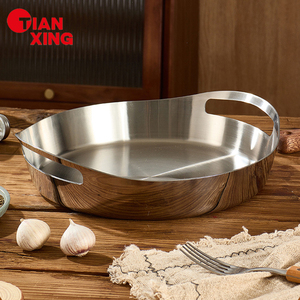 Kitchen Items 27cm Triply Stainless Steel <strong>Double</strong> Handle Baking Tray Steak Skillet Non Stick <strong>Frying</strong> <strong>Pan</strong> <strong>Grill</strong> <strong>Pan</strong> Saute Fry <strong>Pans</strong> - Product Image 2