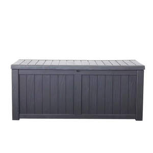 Caja de almacenamiento impermeable para exteriores de 450L/119Gal, banco con textura de madera de resina plástica con tapa bloqueable para almacenamiento al aire libre - Product Image 5