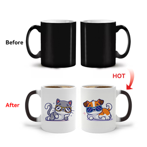 Customized Creative Ceramic Magic Color Changing Wedding Gift Mug with Handle Coffee Cup for Promotional & Business Use