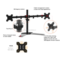Nouveau support d'écran en acier laminé à froid à double bras pivotant à 360 degrés et inclinable à 90 degrés pour écrans de 10 à 27 pouces
