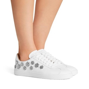 zapatos de mujer juveniles planos blancos casuales con cordones cómodos con adornos estrellas - Product Image 6