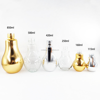 Bouteille en verre pour liqueur, recyclable, électro-plaquée, 100ml/150ml/250ml/500ml, forme d'ampoule, avec bouchon roll-on, couleur personnalisée, gravure de logo