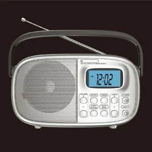 Portable Rechargeable LCD LED Display Wireless Audio Streaming Am Fm Sw Radio With Flashlight