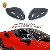 Coques de rétroviseurs latéraux en fibre de carbone sèche style OEM pour Ferrari SF90, préimprégnées, paire, vente en gros directe usine