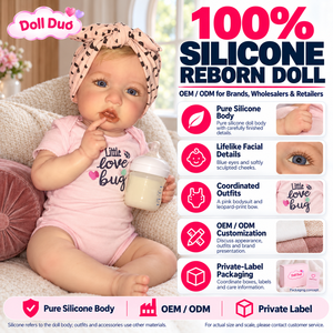 Muñeca Reborn de Silicona de Cuerpo Completo de 18 Pulgadas, Personalizada, con Estampado de Conejito Rosa y Blanco, Regalo de Navidad - Product Image 1