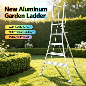 EN131 Certified Aluminum <strong>Tripod</strong> Orchard <strong>Ladder</strong> Stable 3-Legged Gardening <strong>Ladder</strong> for Fruit Picking &amp; Pruning - Product Image 4