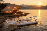 Kayak transparent en polycarbonate deux places, directement de l'usine, bateau léger et transparent comme du cristal pour lac, plage et sites touristiques