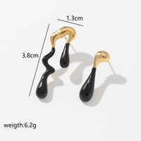 Boucles d'oreilles massives en acier inoxydable plaqué or 18 carats, clous irréguliers en forme de cœur fondant, effet métal liquide, pour femme